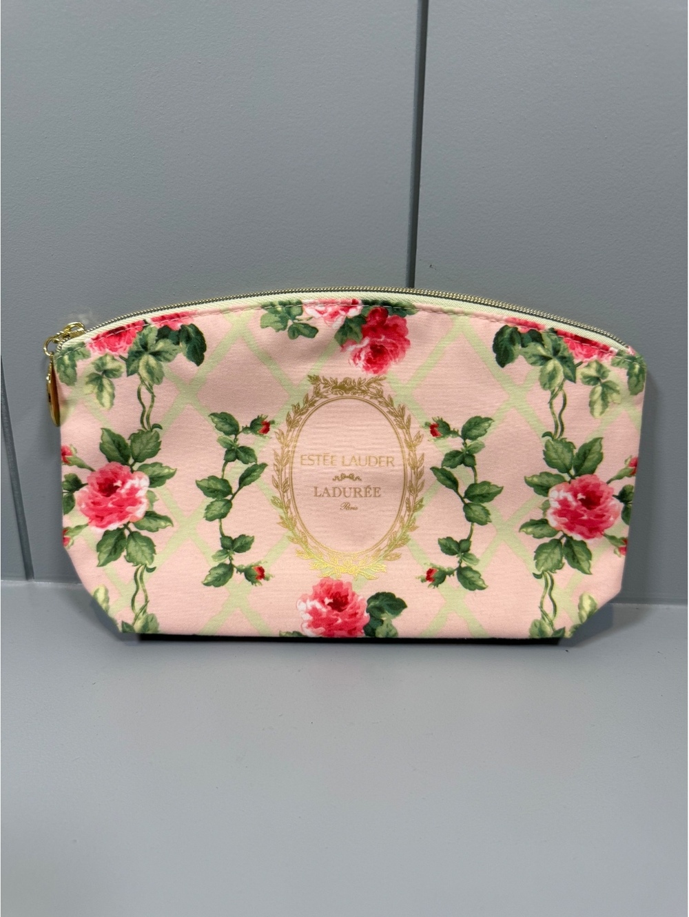 Estée Lauder x Ladurée cottage core feminine bow Floral Cosmetic Bag